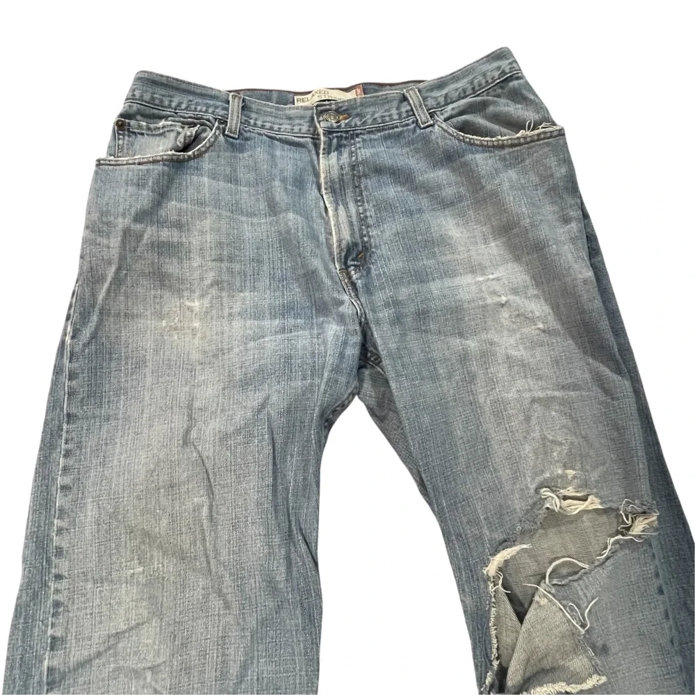 Levis 559 Relaxed Straight Jeans Distressed Mens 36x34 (Fit 36x33)Blue Y2K